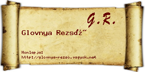 Glovnya Rezső névjegykártya